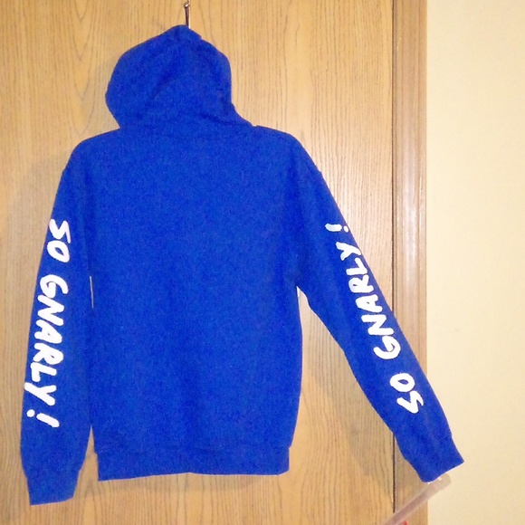 BLUE/WHITE (SO GNARLY! Arms) Tree Peace sign w/ roots long sleeve hoodie SIZE:S - Picture 3 of 4